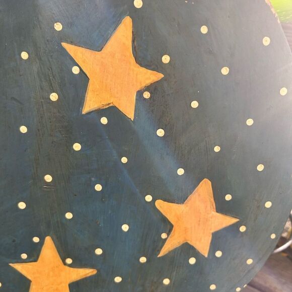 Vintage 16" Handmade Indonesia Hand Painted Sun Moon Wooden Wall Hanging Whimsy - Picture 12 of 16